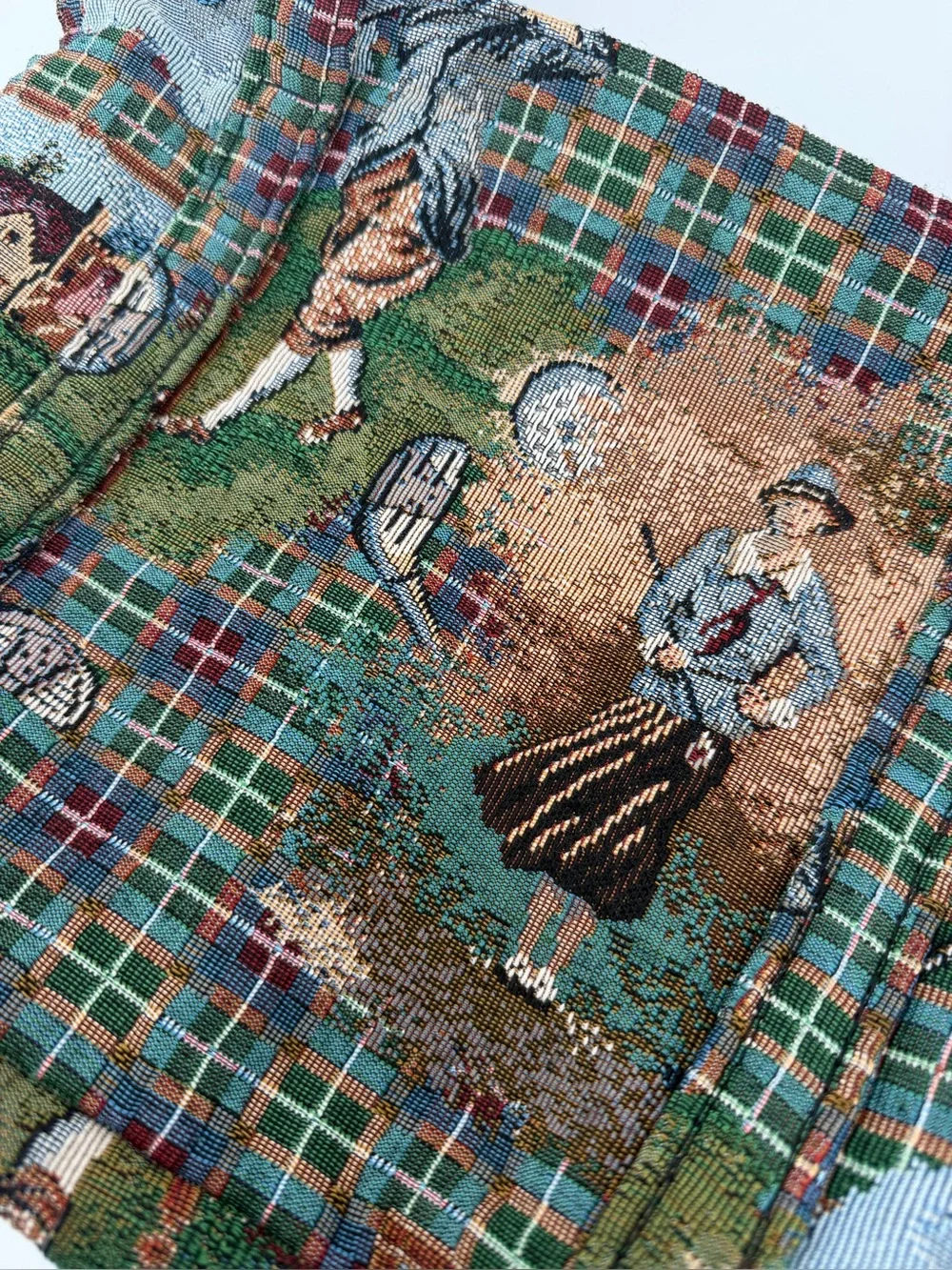 Vtg 90s Golf Tapestry Tote Bag Woven Country Club Shoulder Purse 15x11x4.5 Strap